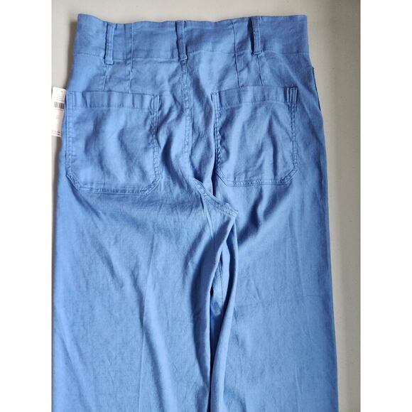 NWD Anthropologie The Colette Cropped Wide-Leg Linen Pants Sz 31 Wedgewood 7B409 - Picture 6 of 12